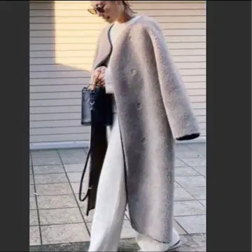 akte 보아 롱 코트 모카