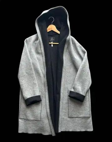 [ 클리닝 완료 ] 23구 니트 코트 후드 롱 가디건 그레이 L