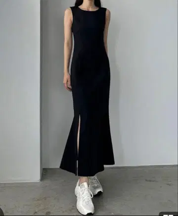 린넨 라이크 슬리브리스 머메이드 원피스