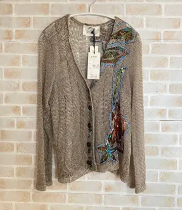 새상품 Extri&KIMIKO 가디건 니트 라메 비즈 하자품 1