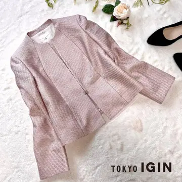 새상품급 도쿄 이긴 Igin Zibeline 자카드 직조 노카라 자켓