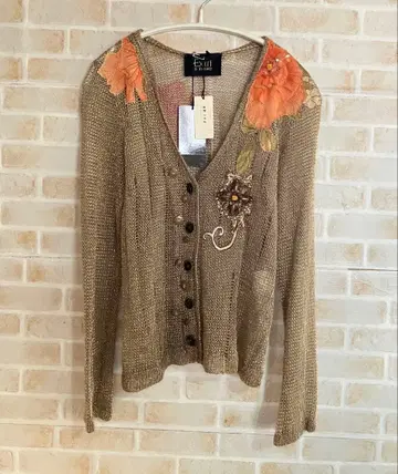 새상품 Extri&KIMIKO 가디건 니트 라메 비즈 하자품 2