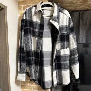 플란넬 체크 무늬 캐주얼 셔츠 자켓