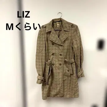 LIZ 체크 무늬 트렌치코트 베이지 계열 M 사이즈