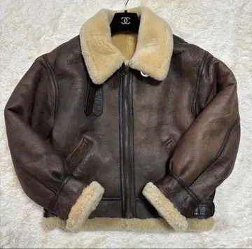 컨디션 최상 플라이트 자켓 무스탕 시프 스킨 보아 램 가죽 브라운