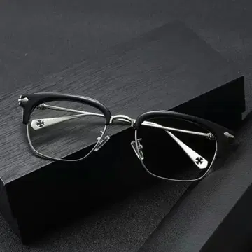 [ 미사용 새상품 ] 하프 메탈 프레임 패션 안경 실버