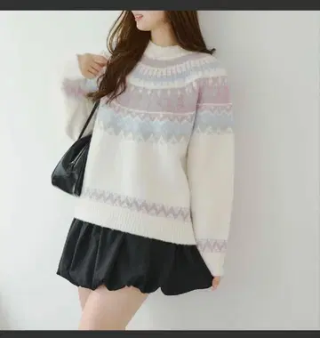 노르딕 무늬 오버 사이즈 니트 스웨터