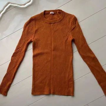 iENA 리브 긴팔 니트 스웨터 오렌지