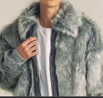그레이 인조 모피 자켓 L 사이즈