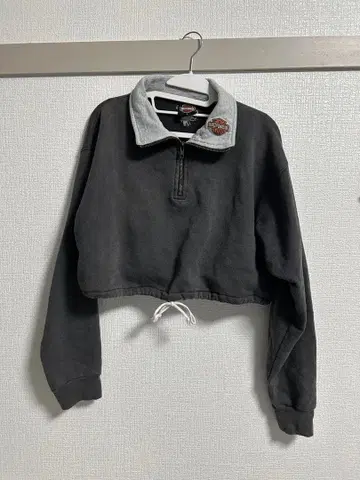 Harley-Davidson 크롭 트레이닝복 다크 그레이 하프 지퍼