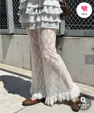 CIAOPANIC 레이스 플레어 레이어드 프릴 팬츠 사이즈 1 화이트