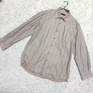 아쉬엘 카라 부착 셔츠 남성용 멀티 스트라이프 코튼 (M)