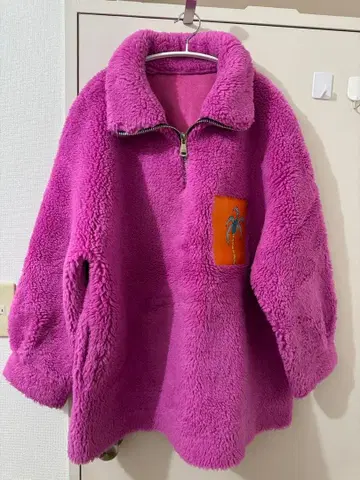 핑크 플리스 자켓 오버 사이즈