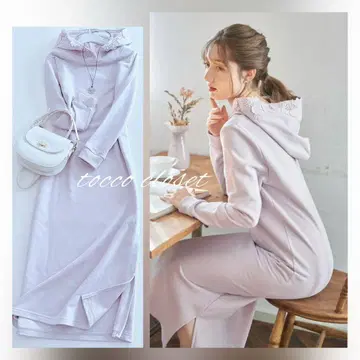 새상품 토코 플라워 레이스 쭈리 후드티 원피스 아푸와이저 리셰