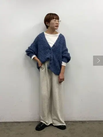 이소재 믹스 골지 니트 가디건