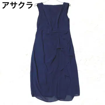 아사쿠라 슬리브리스 원피스 세레모니 드레스 프릴 네이비 고급