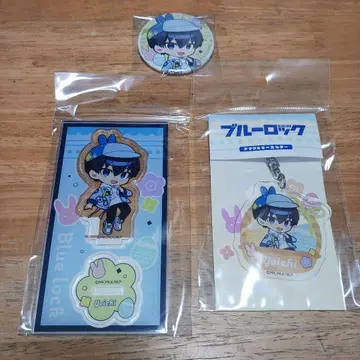 이사기 요이치 데님 이스터 아크릴 스탠드 & 캔뱃지 등 3점 블루 록