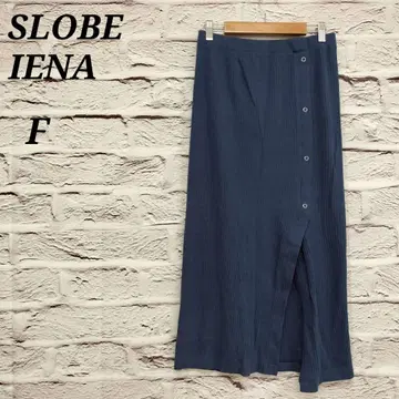 슬로프 이에나 [ F ] 롱 타이트 스커트 리브 티셔츠 코튼 블루