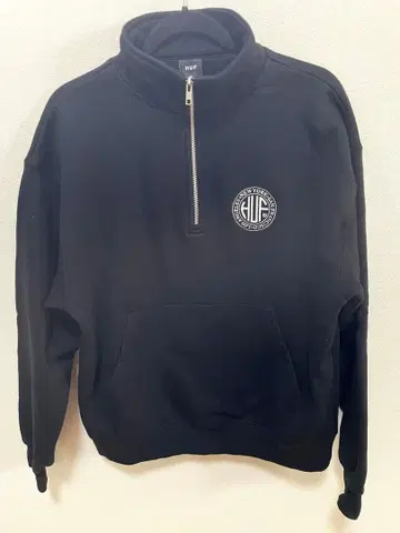 [컨디션 최상] HUF 블랙 하프 지퍼 후드티