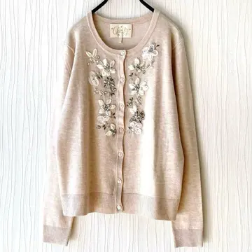 체스티 플라워 비쥬 가디건 베이지 핑크 베이지 F 사이즈