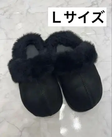 라쿠바키 Racbaki 퍼 샌들 블랙 L 24~25cm