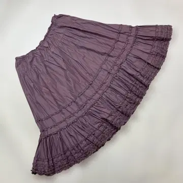 핑크하우스 탁한 퍼플 피코 프릴 사용 면 론 스커트