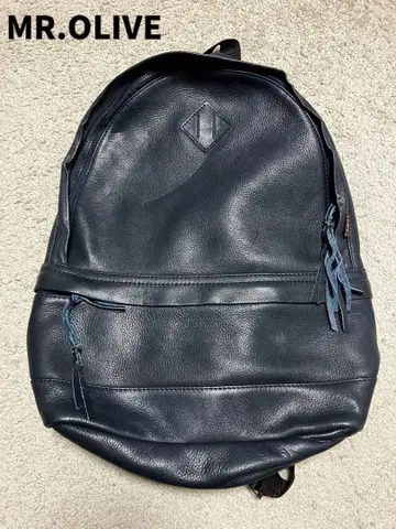 Mr.OLIVE 네이비 가죽 백팩