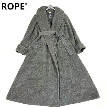 로페 롱 코트 알파카 혼방 A라인 벨트 그레이