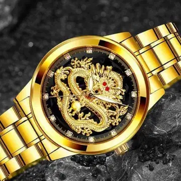 드래곤 스타일 손목시계 럭셔리 손목시계 남성용 골드 x 블랙1