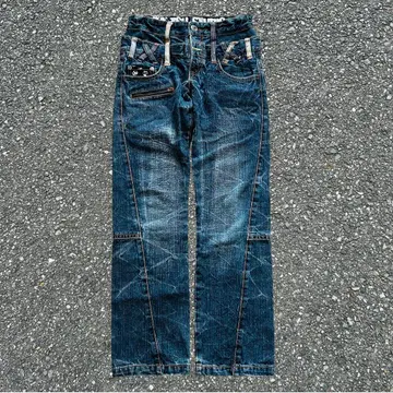 해골 스컬 y2k 헤이세이 갸루 펑크 그런지 데님 팬츠