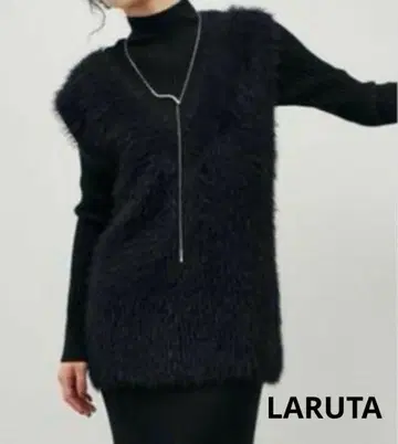 컨디션 최상 라루타 LARUTA V넥 슬리브리스 베스트 블랙 F