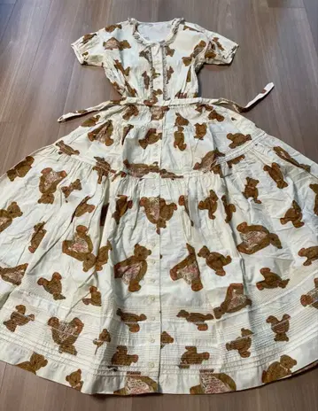 핑크하우스 아이보리 은방울꽃 곰 pt 드레스