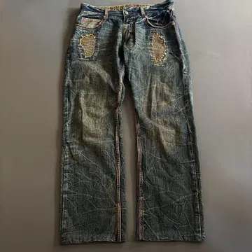 PIKO 90s 페인트 데미지 데님 갸루 남자 y2k 00s 서퍼