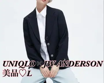 유니클로 x JW 앤더슨 감동 자켓 네이비 L 네이비 브레스 은 버튼