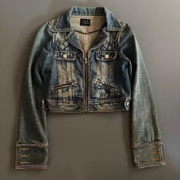 00s archive 짧은 기장 데님 자켓 체인 y2k NANA