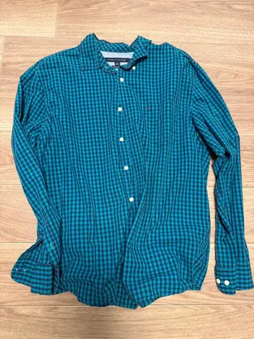 TOMMY HILFIGER 터콰이즈 체크 셔츠 XL