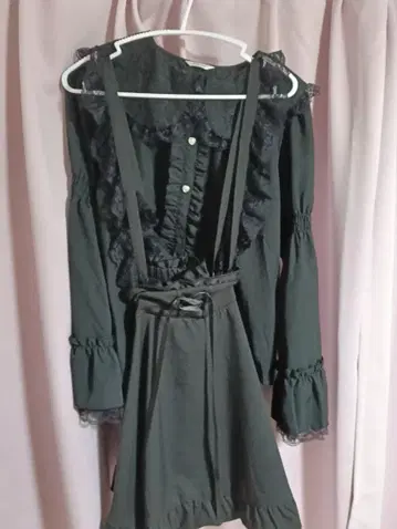 지뢰계 블라우스 스커트 세트