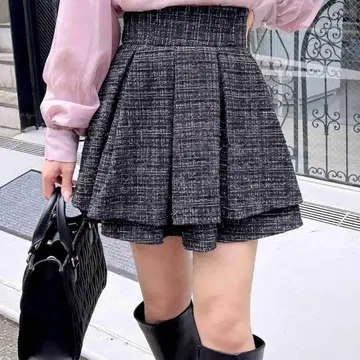 INGNI 트위드 플리츠 미니 스커트