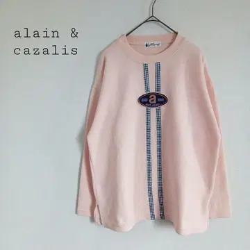 아란 카자리스 긴팔 풀오버 레트로 00s 자수 패치 연핑크