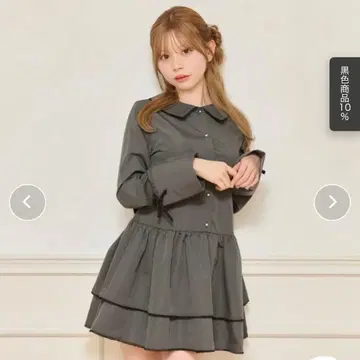 apresjour 소매 리본 셔츠 원피스 그레이 프리 사이즈