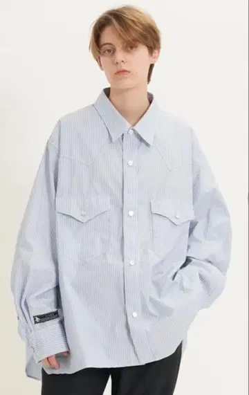 jieda STRIPE OVERSIZE WESTERN SHIRT