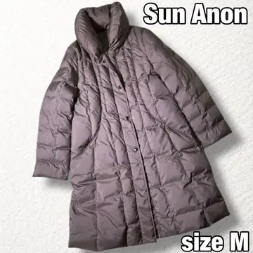 [ San Anon ] 다운 코트 롱 빅 칼라 소두 효과 여성용 M