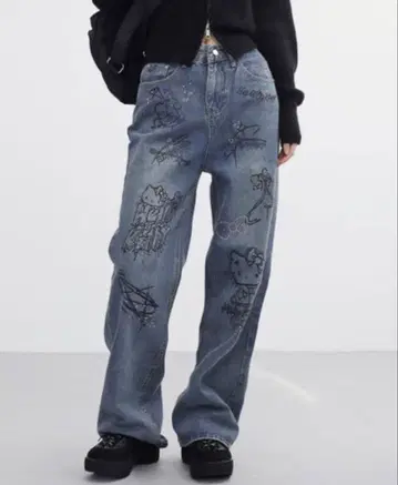 헬로키티 키티 키티 데님 청바지 청바지