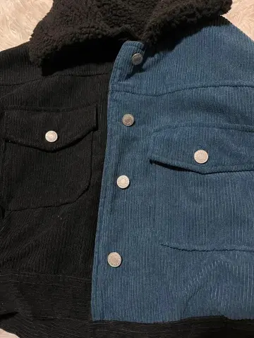 코듀로이 크롭 자켓 블랙 블루