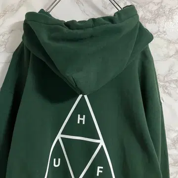 하프 HUF 트리플 트라이앵글 로고 백 로고 PO 후드티 그린 L