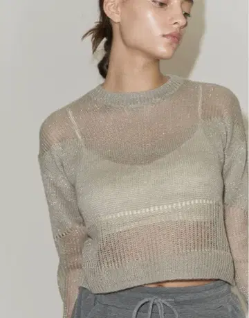 sheer rame openwork short knit WILLFULLY