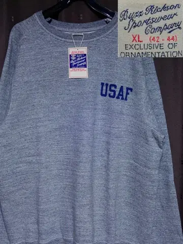 미사용 새상품 BUZZ RICKSON'S USAF 맨투맨 트레이닝복