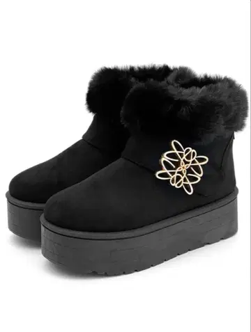 GRL 모노그램 통굽 숏 어그 부츠 [fa078] 블랙