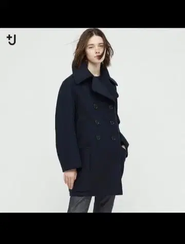 유니클로/UNIQLO 피코트/+J S 오버 사이즈 네이비 새상품급