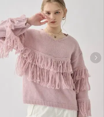 이뎀 프린지 니트 핑크 프리 사이즈